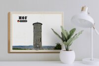 Holzschild Städte Hof Wartturm Sehenswürdigkeit 40x30cm