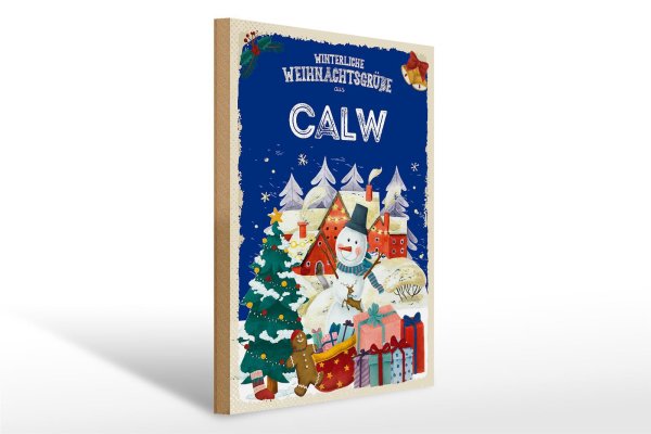 Holzschild Weihnachtsgrüße CALW Geschenk Fest  30x40cm