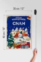 Holzschild Weihnachtsgrüße CHAM Geschenk Fest  30x40cm
