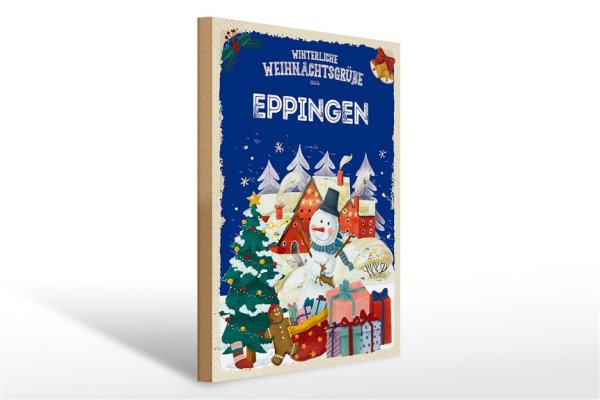 Holzschild Weihnachtsgrüße EPPINGEN Geschenk  30x40cm