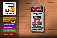 Blechschild Spruch 12x18cm warning man cave enter at your risk