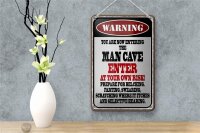 Blechschild Spruch 12x18cm warning man cave enter at your risk