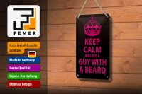 Blechschild Spruch 12x18cm Keep Calm and kiss guy with a beard