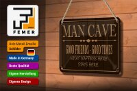 Blechschild Spruch 18x12cm man cave good friends good times Dekoration