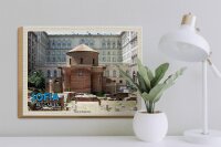 Holzschild Reise 40x30cm Sofia Bulgarien Rotunde Heiligen Georg