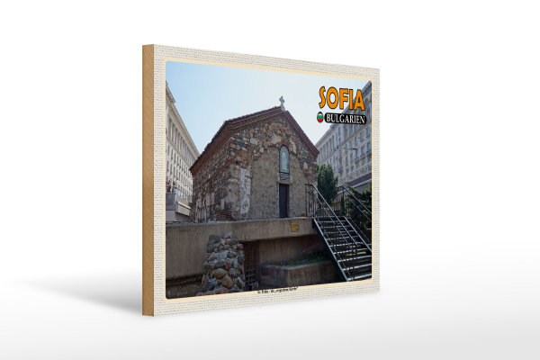 Holzschild Reise 40x30cm Sofia Bulgarien Sv Petka vergrabene Kirche