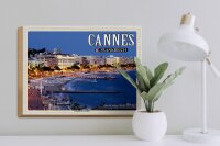 Holzschild Reise 40x30cm Cannes Frankreich Promenade la Croisette