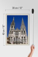 Holzschild Reise 30x40cm Chartres Frankreich Kathedrale