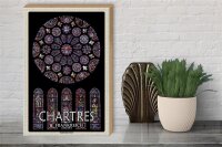 Holzschild Reise 30x40cm Chartres Frankreich Kathedralenfenster
