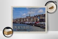 Holzschild Reise 40x30cm Deauville Frankreich Hafen Boote
