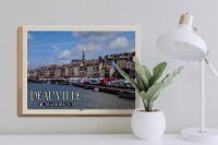 Holzschild Reise 40x30cm Deauville Frankreich Hafen Boote