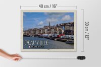 Holzschild Reise 40x30cm Deauville Frankreich Hafen Boote
