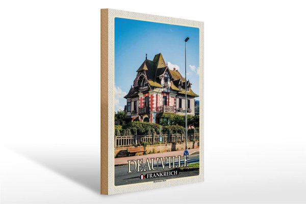 Holzschild Reise 30x40cm Deauville Frankreich Historisches Haus