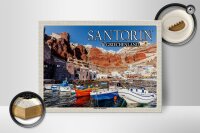 Holzschild Reise 40x30cm Santorin Griechenland Hafen von Ammoudi