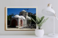 Holzschild Reise 40x30cm Santorin Griechenland Kloster Profitis