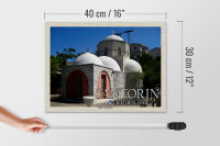 Holzschild Reise 40x30cm Santorin Griechenland Kloster Profitis