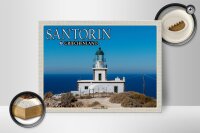 Holzschild Reise 40x30cm Santorin Griechenland Leuchtturm Akrotiri