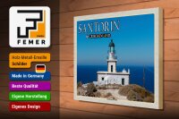 Holzschild Reise 40x30cm Santorin Griechenland Leuchtturm Akrotiri