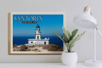 Holzschild Reise 40x30cm Santorin Griechenland Leuchtturm Akrotiri
