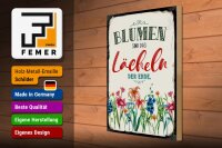 Holzschild Spruch 30x40cm Blumen sind das Lächeln der Erde
