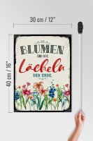 Holzschild Spruch 30x40cm Blumen sind das Lächeln der Erde
