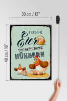 Holzschild Hinweis 30x40cm Frische Eier von glücklichen Hühnern