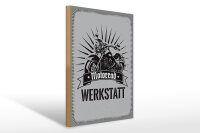 Holzschild Hinweis 30x40cm Motorrad Werkstatt graues Deko...
