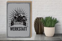 Holzschild Hinweis 30x40cm Motorrad Werkstatt graues Deko Schild