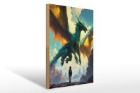 Holzschild 20x30cm Begegnung des Smaragd Drachen