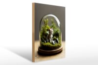 Holzschild 12x18cm Katzenglas Statue 2