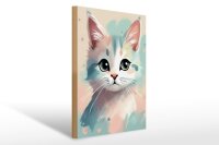 Holzschild 12x18cm Katzen Farbspektakel 2