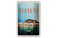 Blechschild Reise 12x18cm Sizilien Strand Europa...