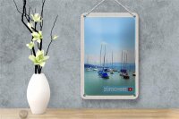 Blechschild Reise 12x18cm Zürich Boote auf dem Zürichsee Sommer Schild