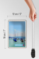 Blechschild Reise 12x18cm Zürich Boote auf dem Zürichsee Sommer Schild