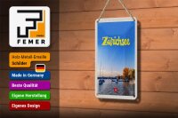 Blechschild Reise 12x18cm Zürich See Natur Boote Bootstrip Schild