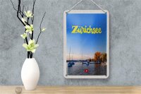 Blechschild Reise 12x18cm Zürich See Natur Boote Bootstrip Schild