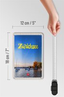 Blechschild Reise 12x18cm Zürich See Natur Boote Bootstrip Schild