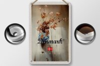 Blechschild Reise 12x18cm Dänemark verwelkte Blumen in Vase Schild