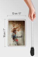 Blechschild Reise 12x18cm Dänemark verwelkte Blumen in Vase Schild