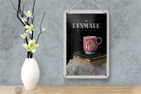 Blechschild Reise 12x18cm Dänemark Teetasse Bücher Tischdecke Schild