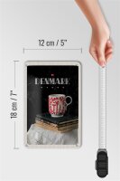 Blechschild Reise 12x18cm Dänemark Teetasse Bücher Tischdecke Schild