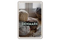 Blechschild Reise 12x18cm Dänemark Wolle weiß...