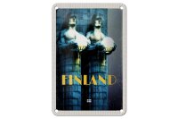 Blechschild Reise 12x18cm Finnland Skulptur Männer...