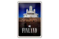 Blechschild Reise 12x18cm Finnland Kirche Treppe...