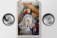 Blechschild Reise 12x18cm Frankreich Baguette Käse Birne Olive Schild