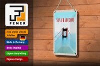 Blechschild Reise 12x18cm San Francisco Brücke Himmel blau Schild