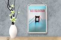 Blechschild Reise 12x18cm San Francisco Brücke Himmel blau Schild