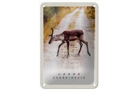 Blechschild Reise 12x18cm Skandinavien Hirsch Natur Weg...