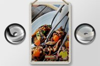 Blechschild Reise 12x18cm Spanien Europa Tomaten Pilze Teller Schild