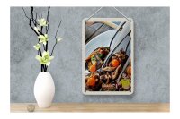 Blechschild Reise 12x18cm Spanien Europa Tomaten Pilze Teller Schild